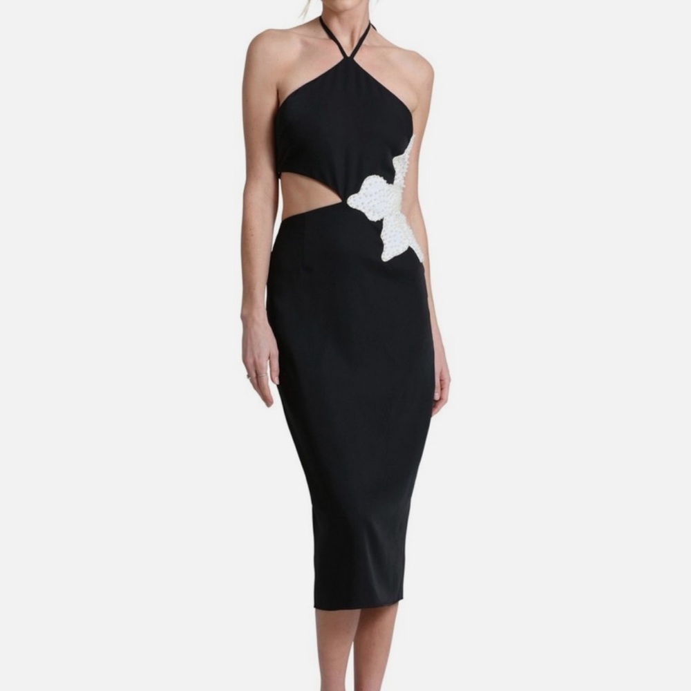 Avec Les Filles Elegant Black and White Halter Dress Women’s Size 10